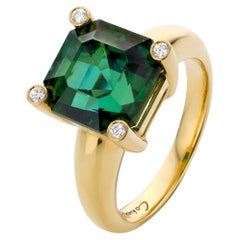 Cober Green Assher 9. Bague avec tourmaline de 5 carats et 4 diamants de 0,005 carat