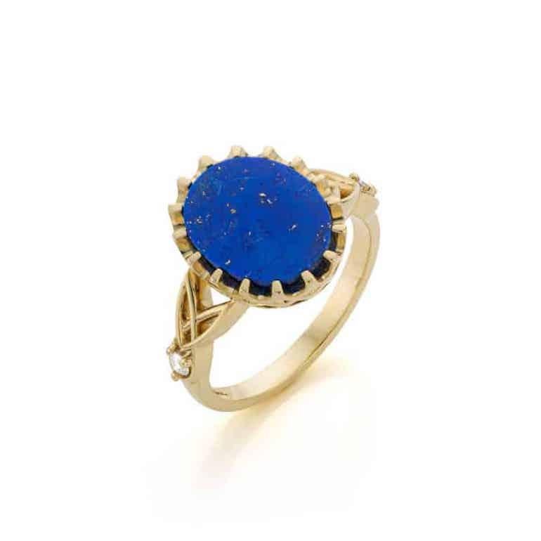 Cober Handgefertigter Ring aus 0,3 Karat Gelbgold mit Türkis und Diamanten Erhältlich (Brillantschliff) im Angebot