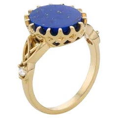 Cober handmade with Turquoise and Diamonds of 0.3 ct Yellow Gold Ring Available