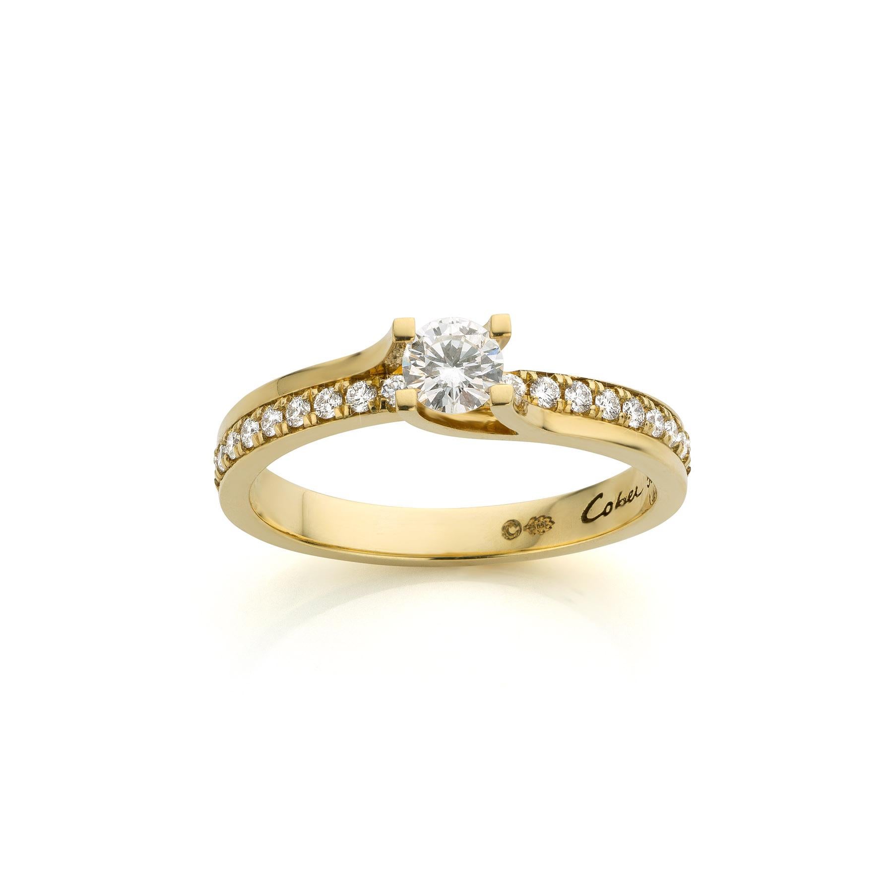Women's Cober “Hidden gems” 0.26 Carat central Brilliant-cut & 20 x 0.01 Diamonds Ring  For Sale