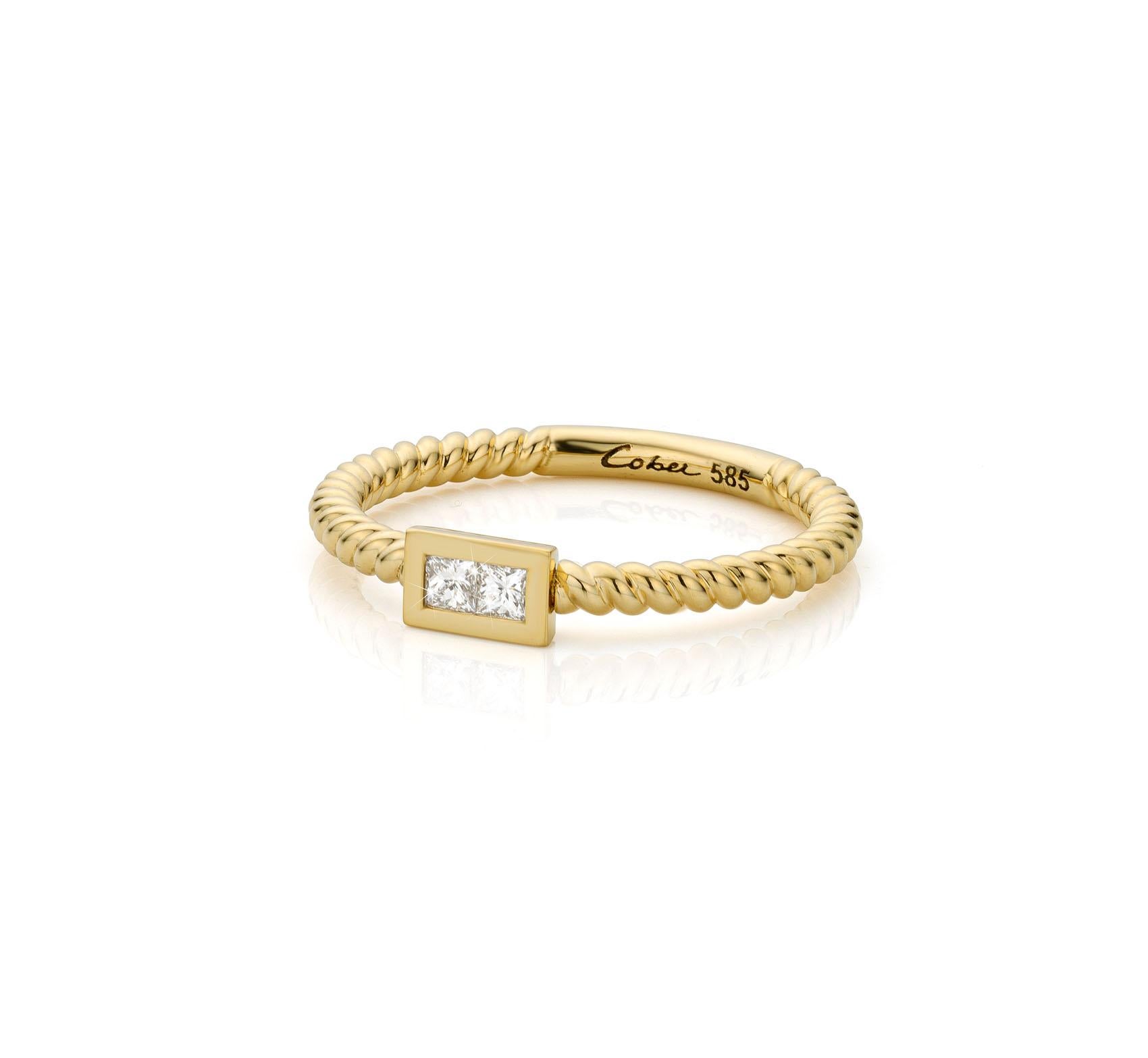 For Sale:   Cober Ibiza “Princess” set with Diamonds Made of 14 Carat fairtrade Gold Ring 3