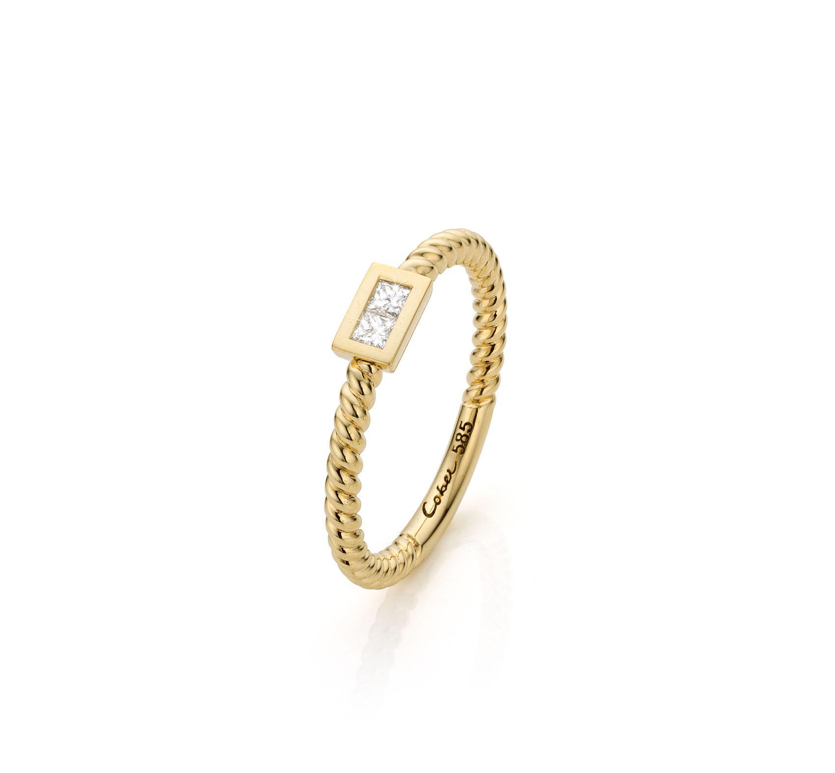 For Sale:   Cober Ibiza “Princess” set with Diamonds Made of 14 Carat fairtrade Gold Ring 5