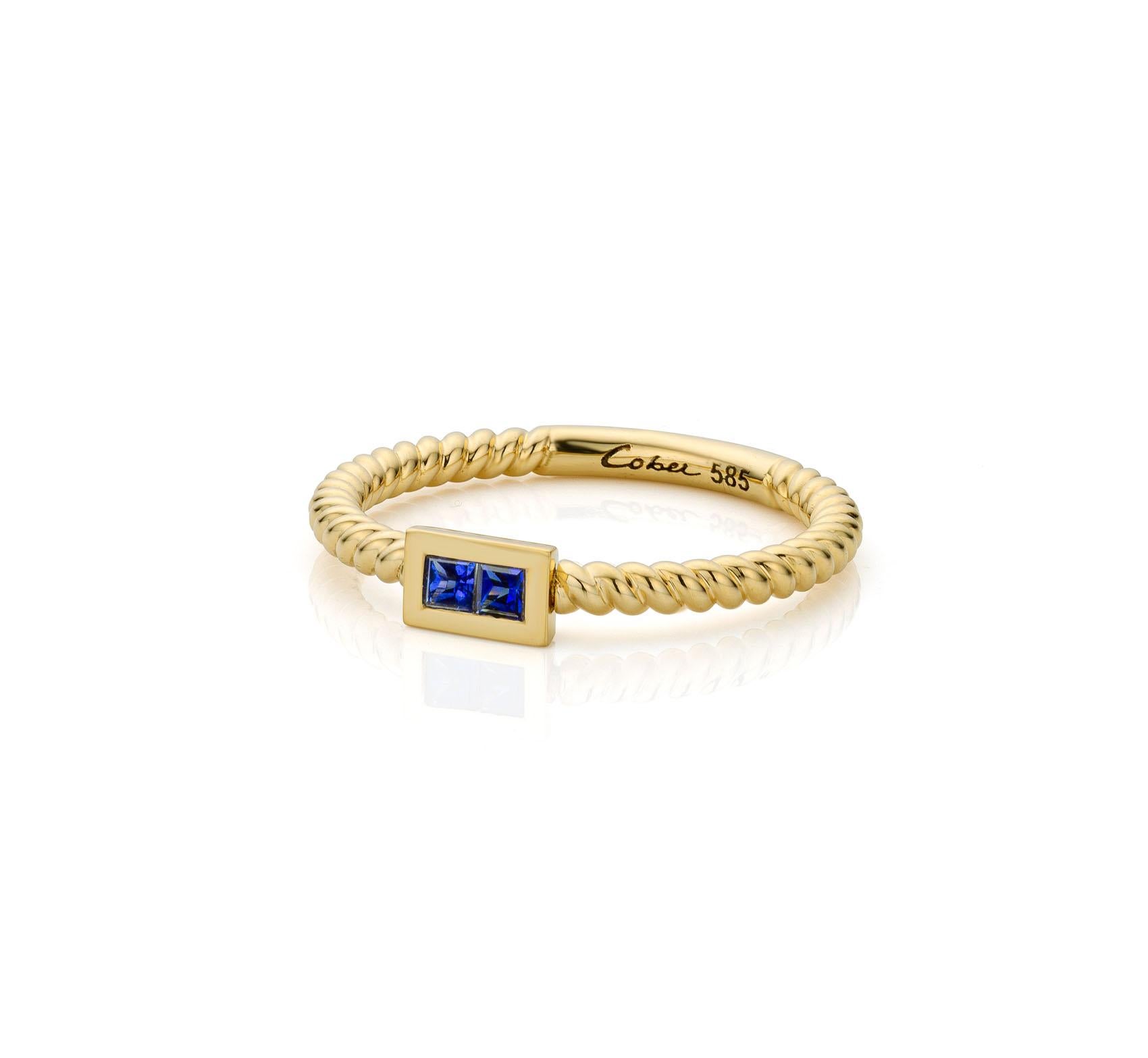 Cober Ibiza “Sapphire” with 2 x 0.05 Carat beautiful Princess-cut Sapphire Ring For Sale 1