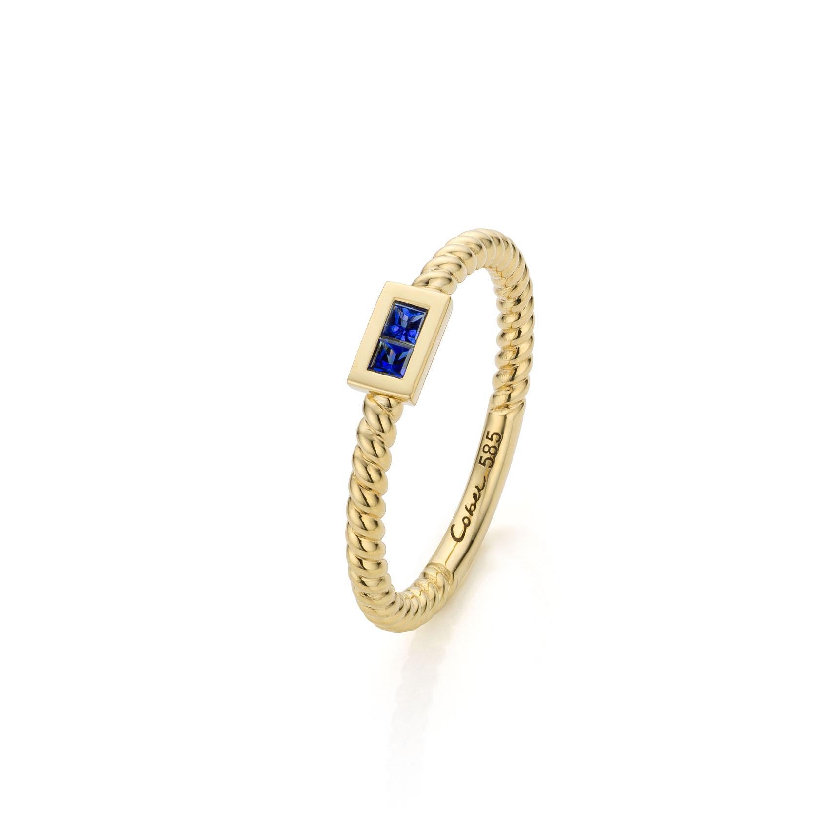 Women's Cober Ibiza “Sapphire” with 2 x 0.05 Carat beautiful Princess-cut Sapphire Ring For Sale