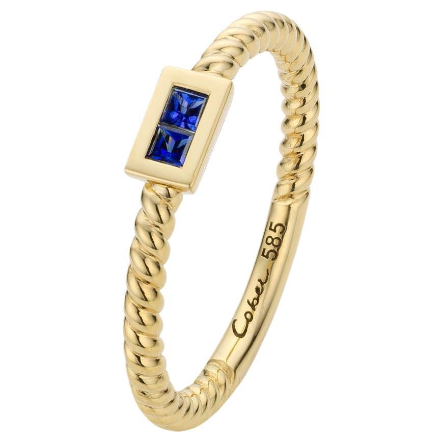 For Sale:  Cober Ibiza “Sapphire” with 2 x 0.05 Carat beautiful Princess-cut Sapphire Ring