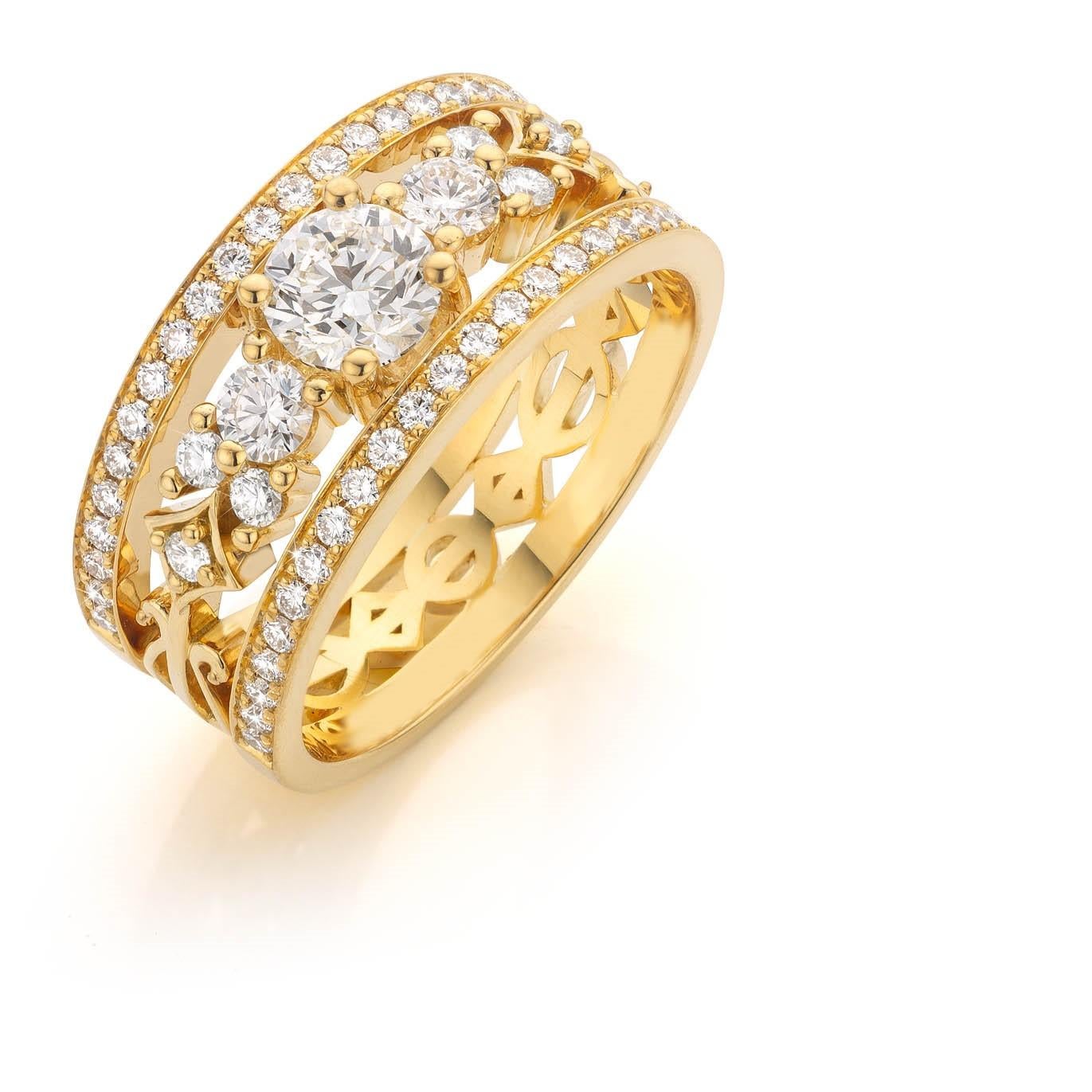 Im Angebot: Beeindruckender Harfe-Ring aus Kupfer mit Diamanten oder Rubin, Smaragd oder Saphir () 5