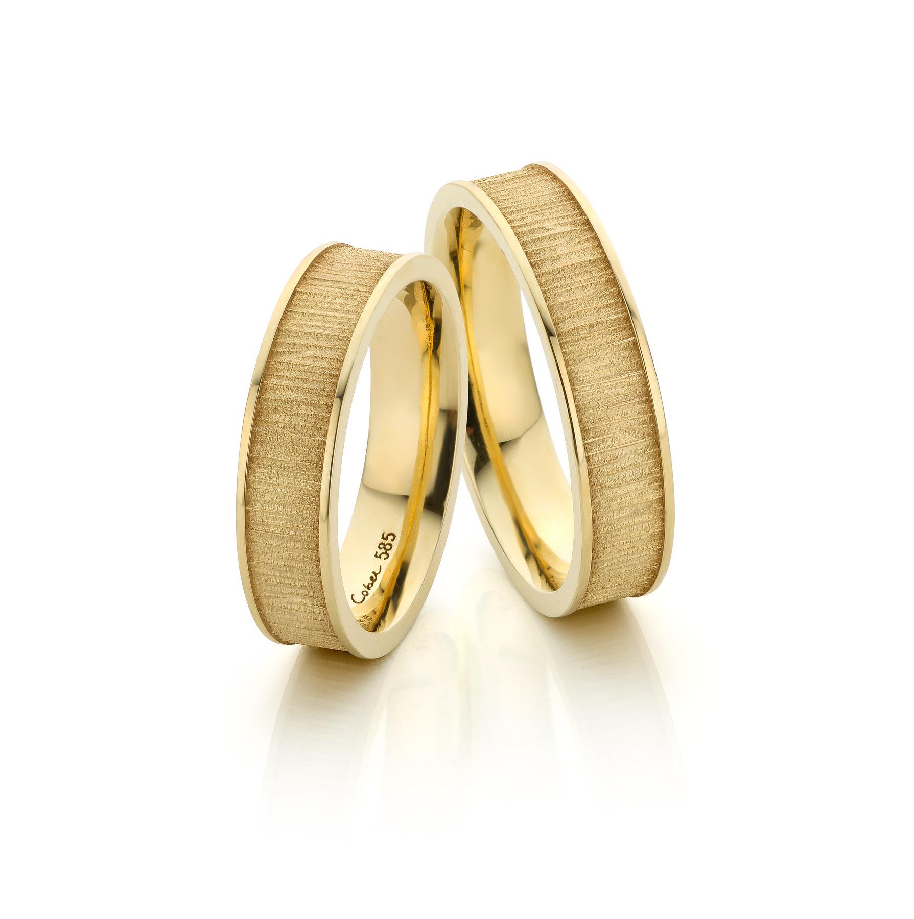 For Sale:  Cober Jewellery “Eternal Forest” Yellow Gold Wedding Bands Rings 4