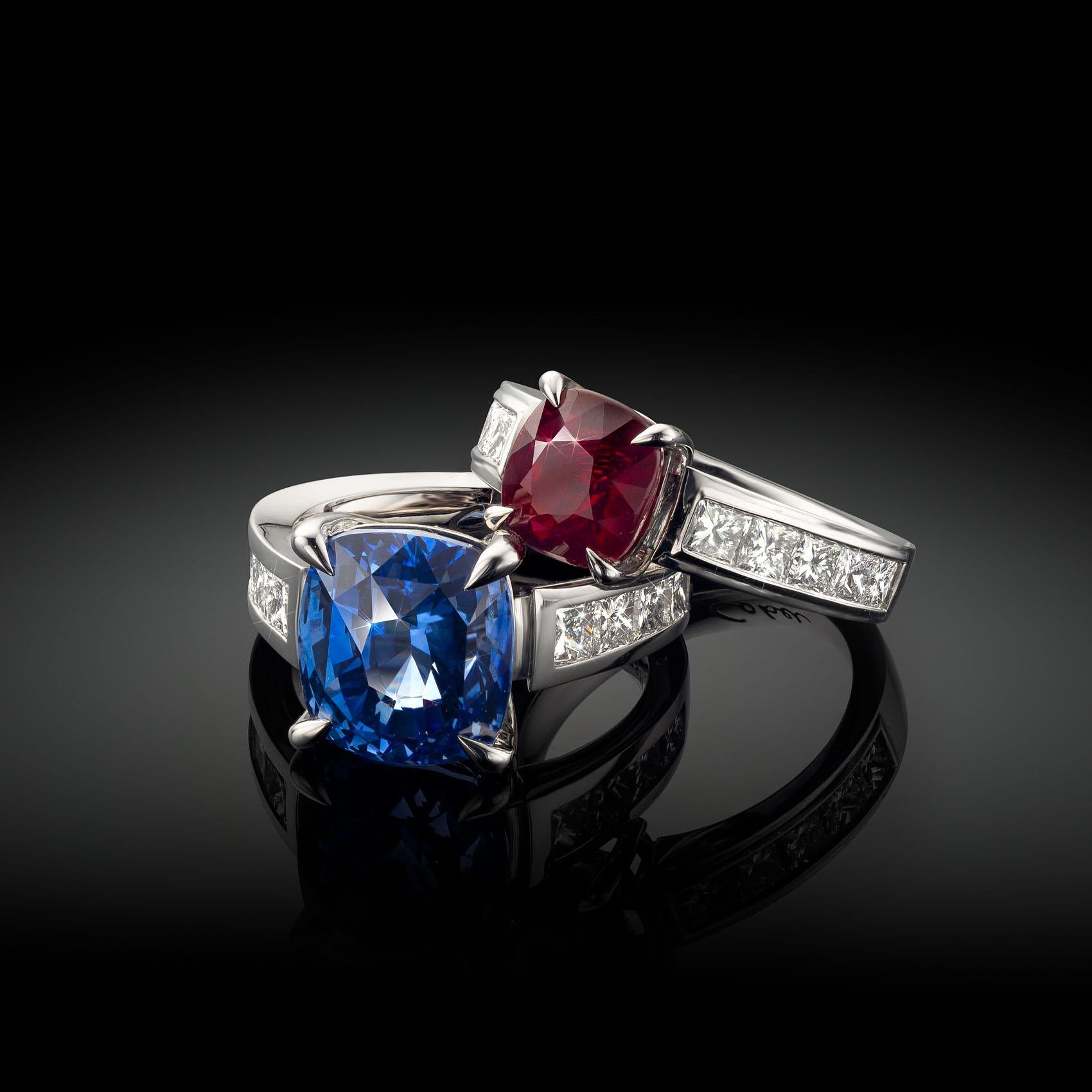 For Sale:  Cober Jewellery with 3.03 Carat Ruby  1.60 Carat total Diamonds White Gold Ring  10
