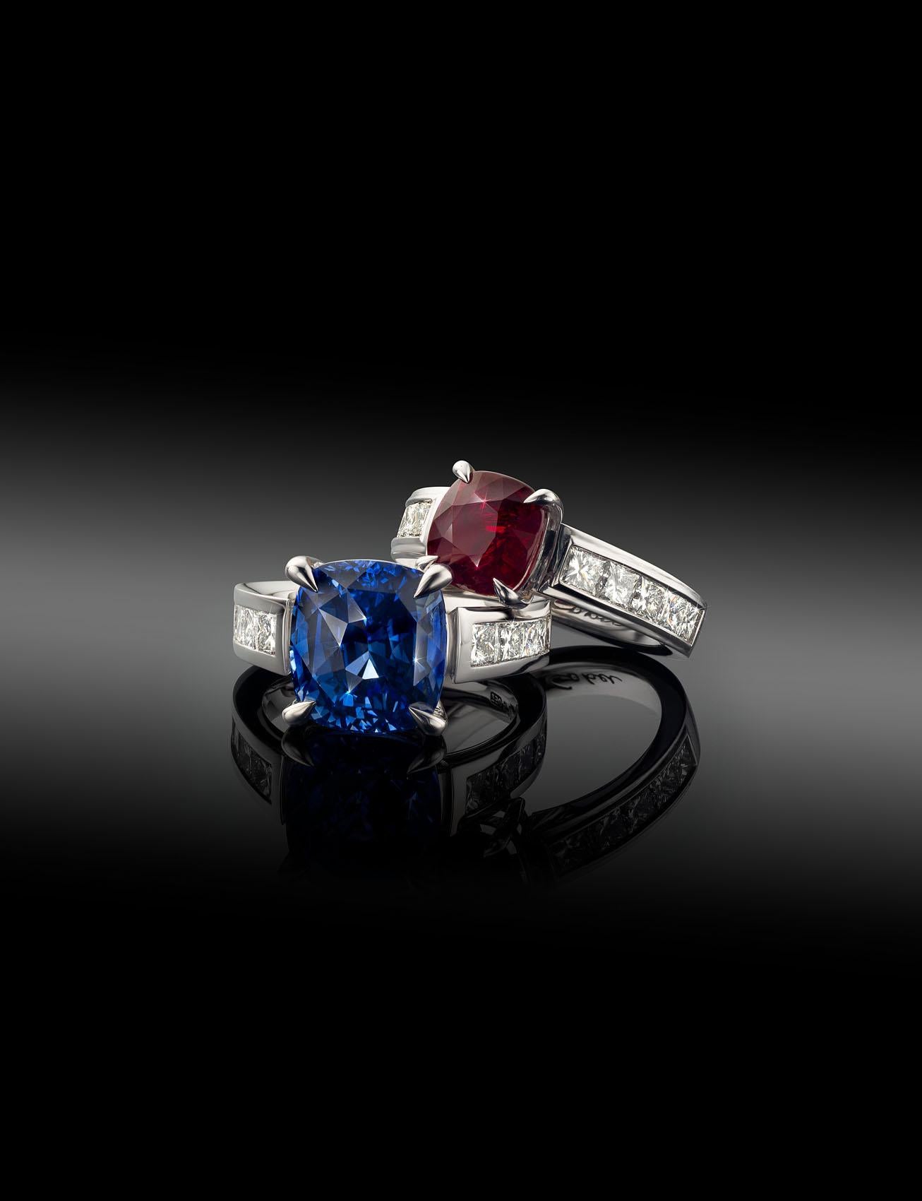 For Sale:  Cober Jewellery with 3.03 Carat Ruby  1.60 Carat total Diamonds White Gold Ring  11