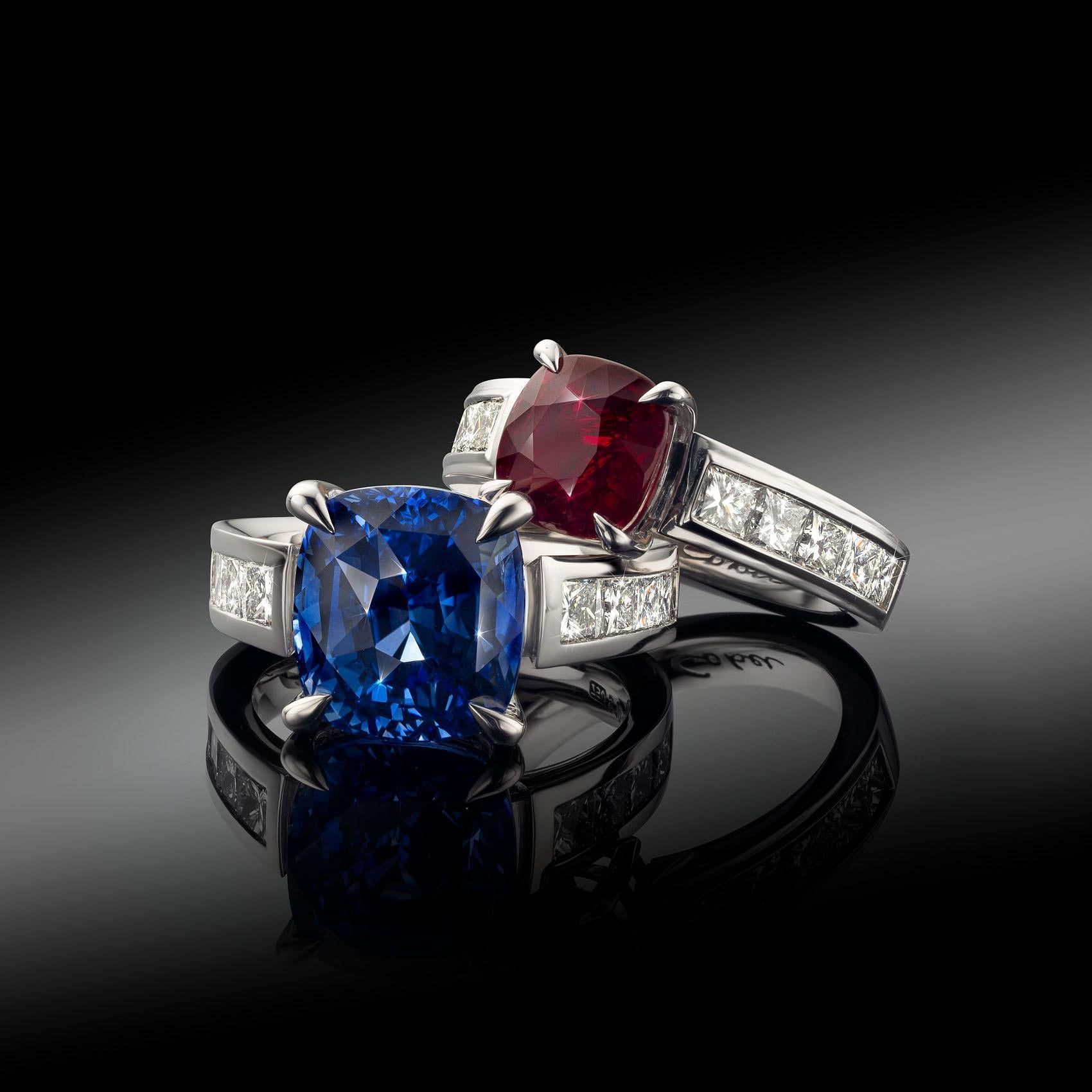 For Sale:  Cober Jewellery with 3.03 Carat Ruby  1.60 Carat total Diamonds White Gold Ring  12
