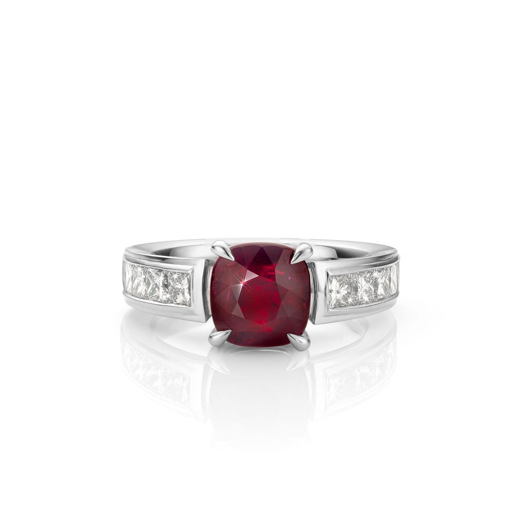For Sale:  Cober Jewellery with 3.03 Carat Ruby  1.60 Carat total Diamonds White Gold Ring  6