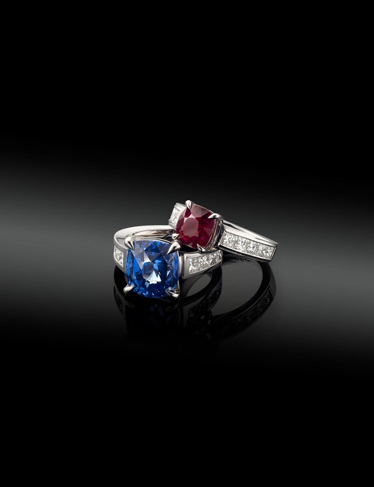 For Sale:  Cober Jewellery with 3.03 Carat Ruby  1.60 Carat total Diamonds White Gold Ring  9