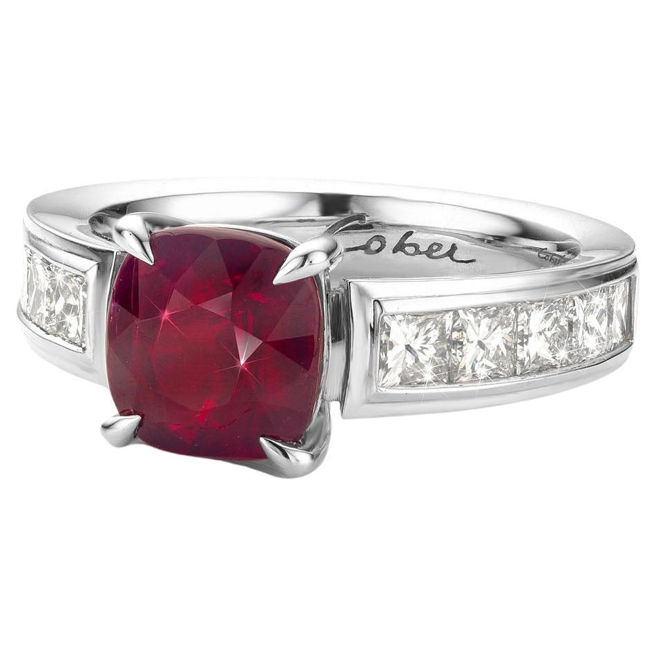 For Sale:  Cober Jewellery with 3.03 Carat Ruby  1.60 Carat total Diamonds White Gold Ring