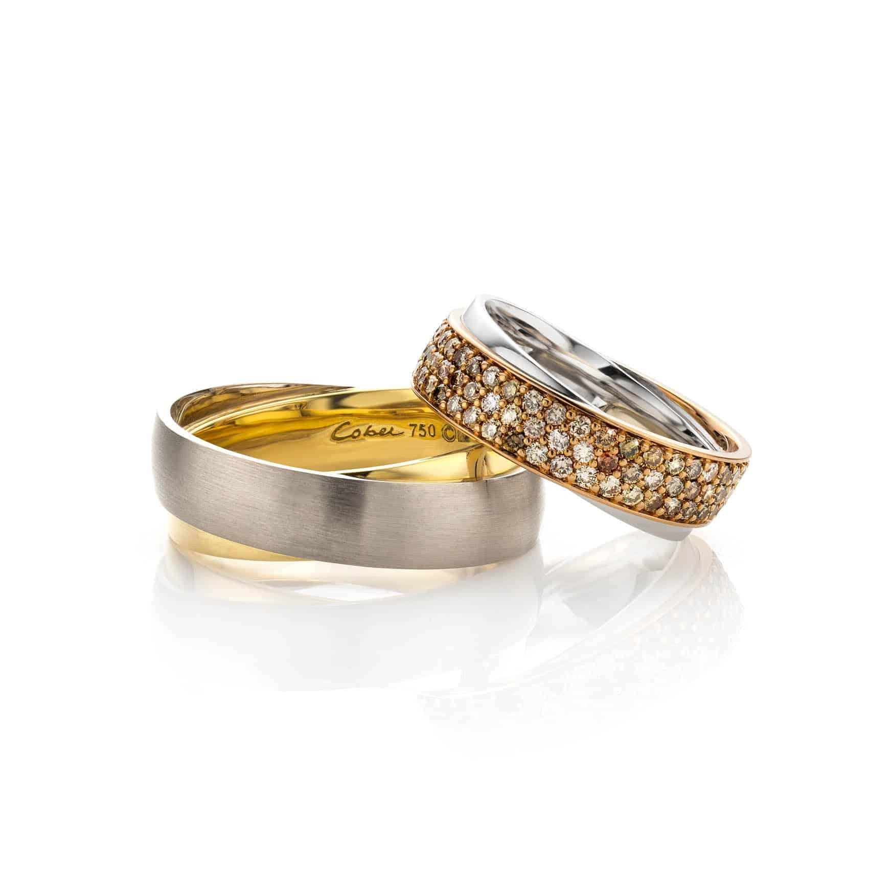 For Sale:  Cober Jewellery with Cognac coloured Diamonds of total 1.2 Carat Wedding Ring 2
