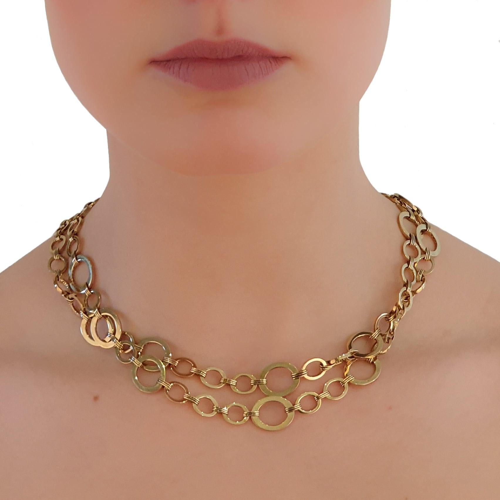 Contemporary Cober Jewellery with fantasy links 14 Carat Yellow gold necklace Available For Sale