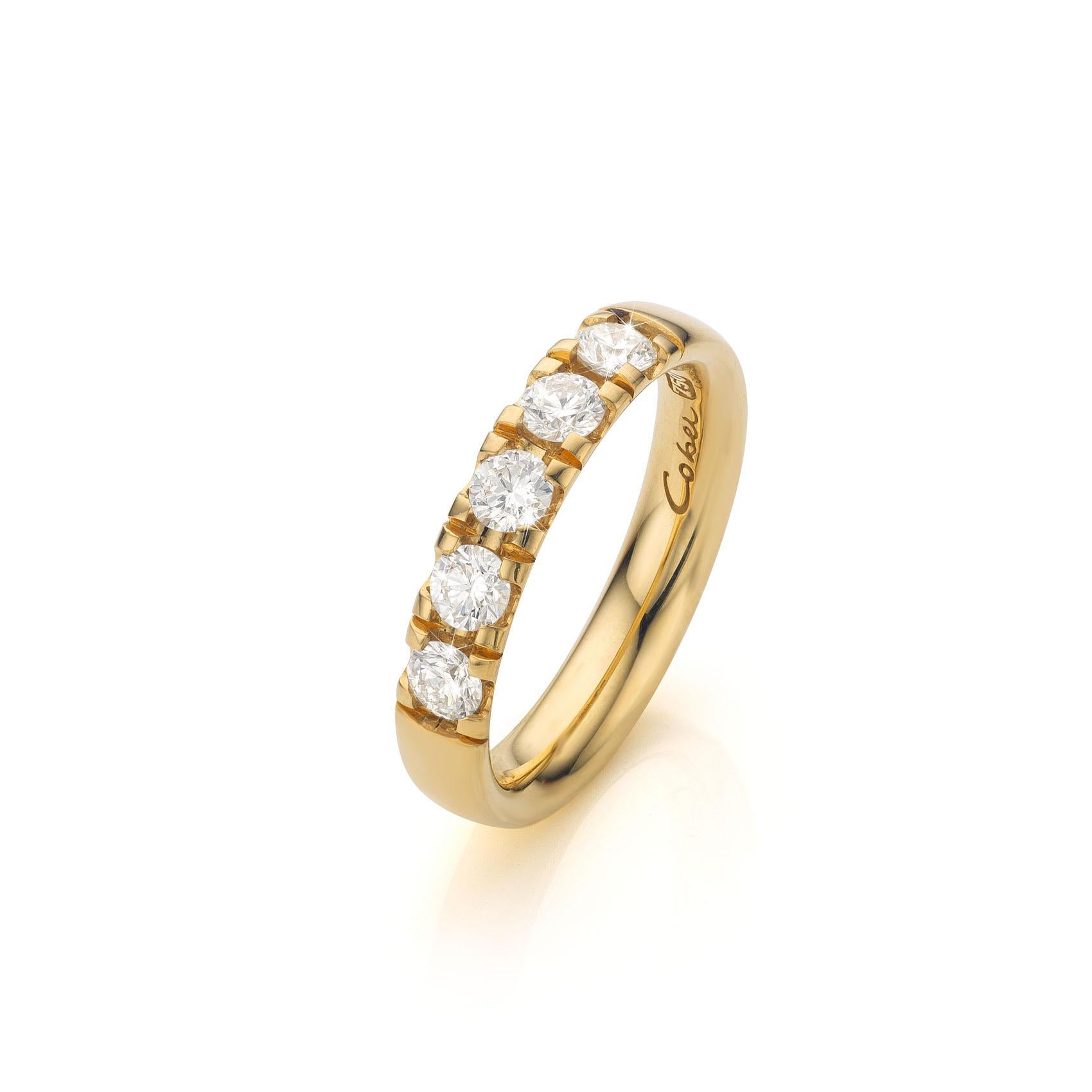 Contemporary Cober Jewellery yellow gold with 0.15Ct diamonds in ladies Wedding Rings For Sale