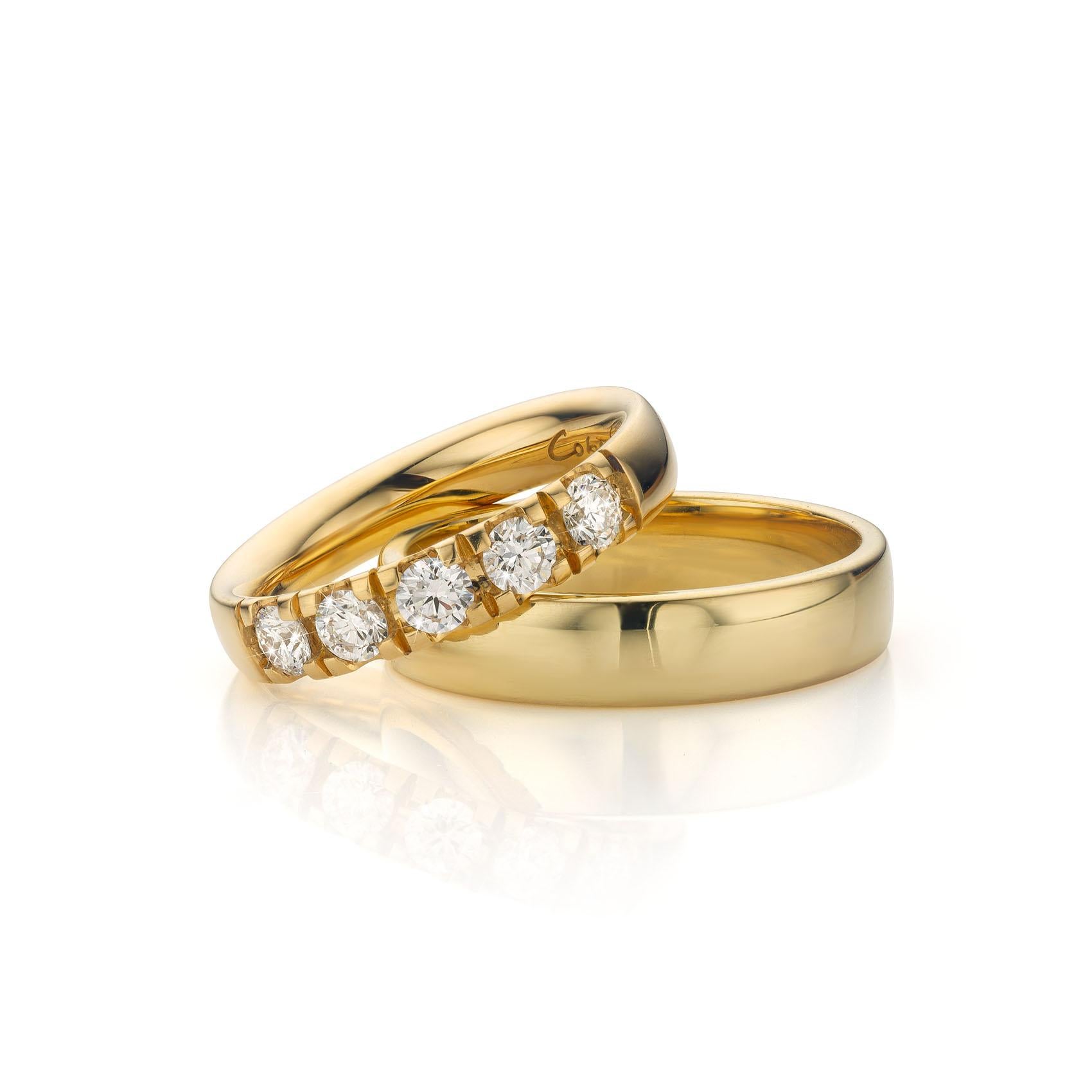 Taille brillant Cober Jewellery alliances en or jaune avec 0.15Ct de diamants pour dames en vente