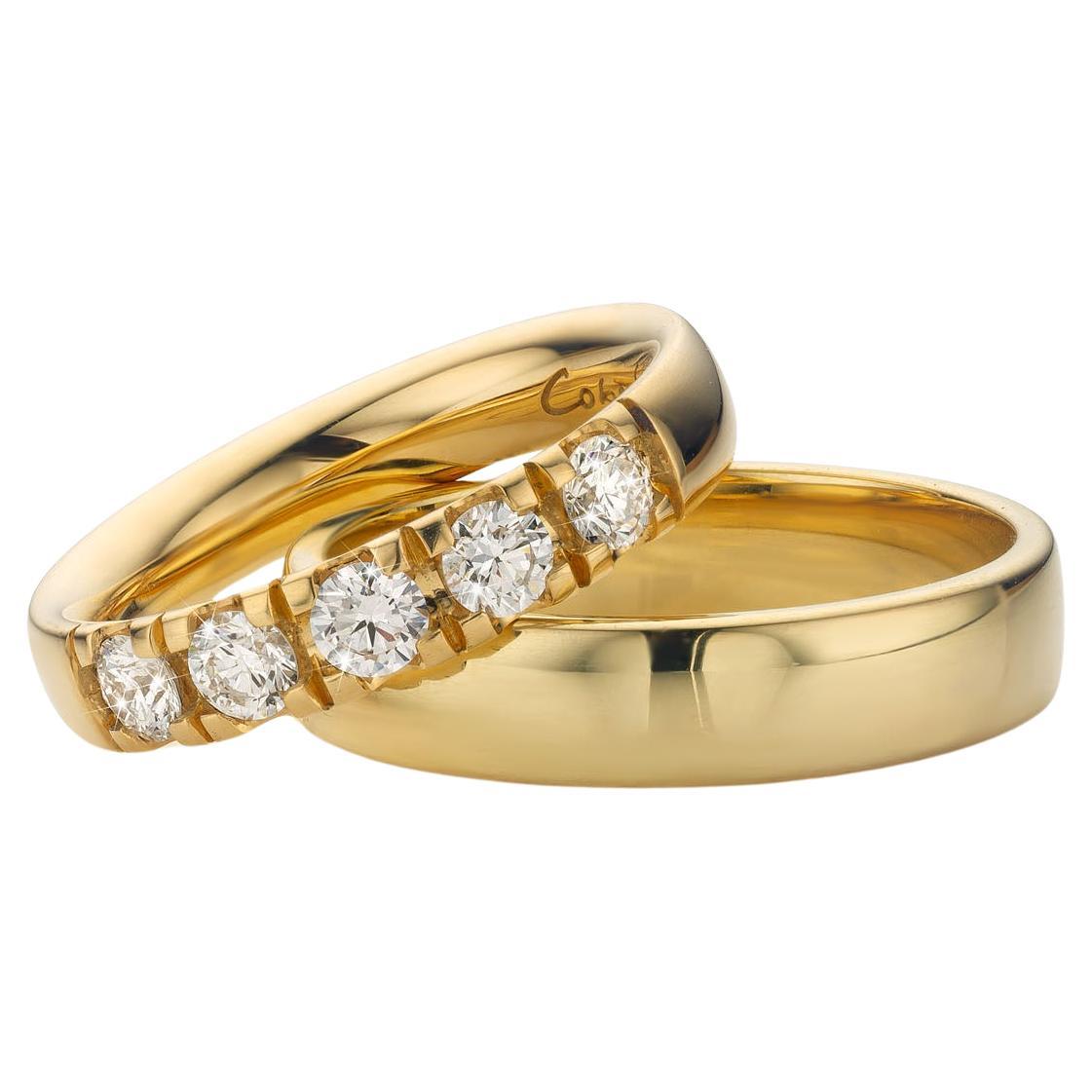 Cober Jewellery alliances en or jaune avec 0.15Ct de diamants pour dames en vente