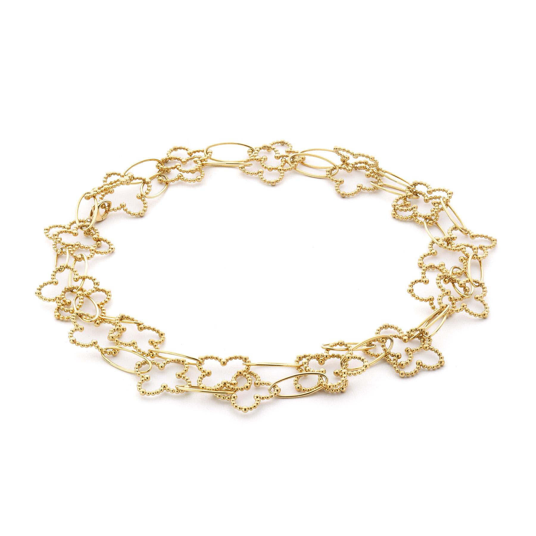 Cober Damen Gelbgold mit vierblättrigen Kleeblättern Halskette im Angebot 1