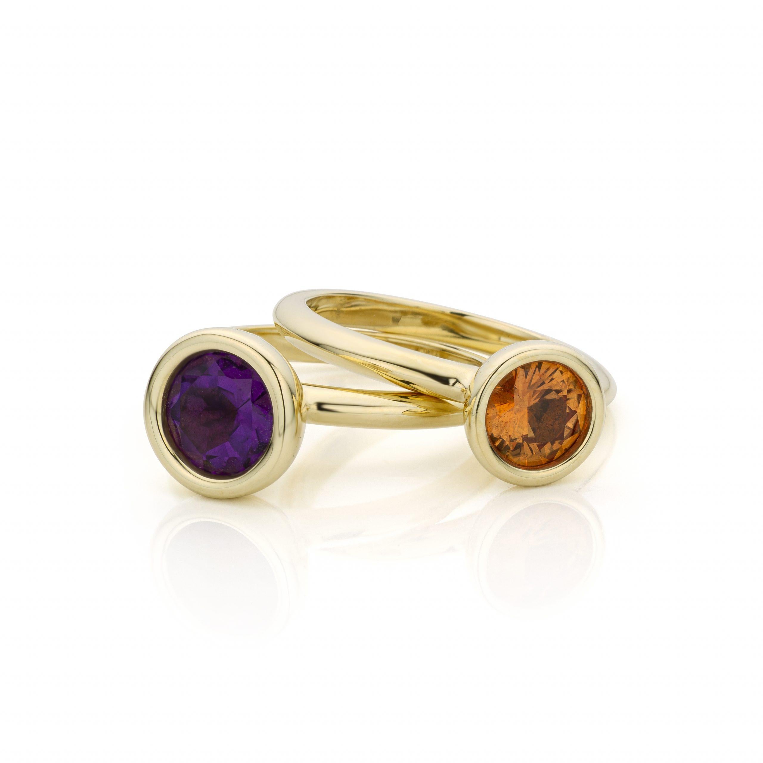 Cober multiple rings often worn together with light orange Sapphire Ring For Sale 3