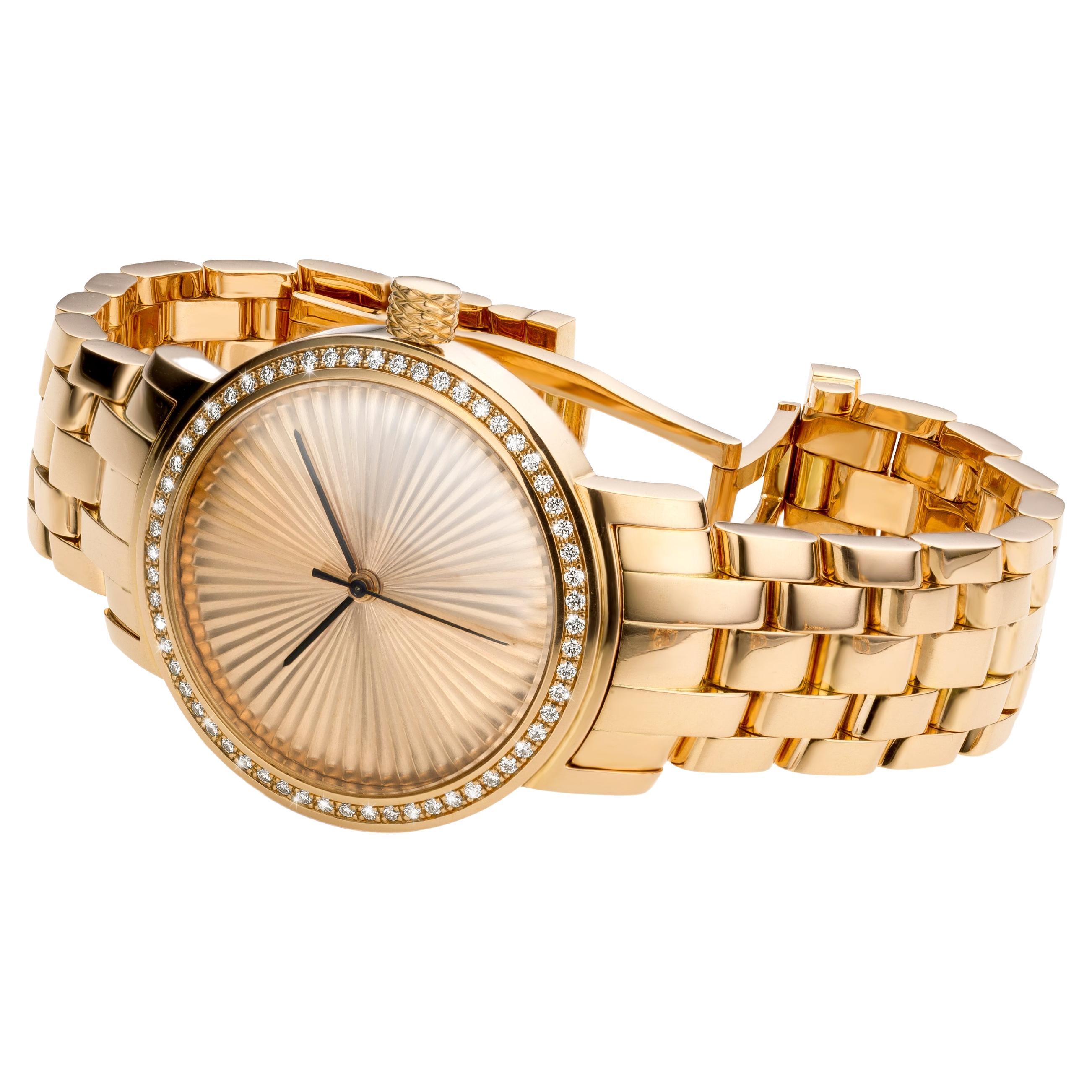 Cober “N°2” Ladies automatic Yellow Gold with 60 Diamonds Wristwatch handmade  For Sale