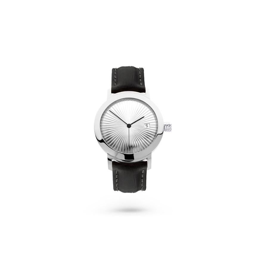 This is our Cober Nº1, a limited-edition watch which is only produced 100 times, distinguishes itself by its design. This 18 Carat white gold watch is designed to be worn on the wrist in the most comfortable way possible and contains a 2892-A2