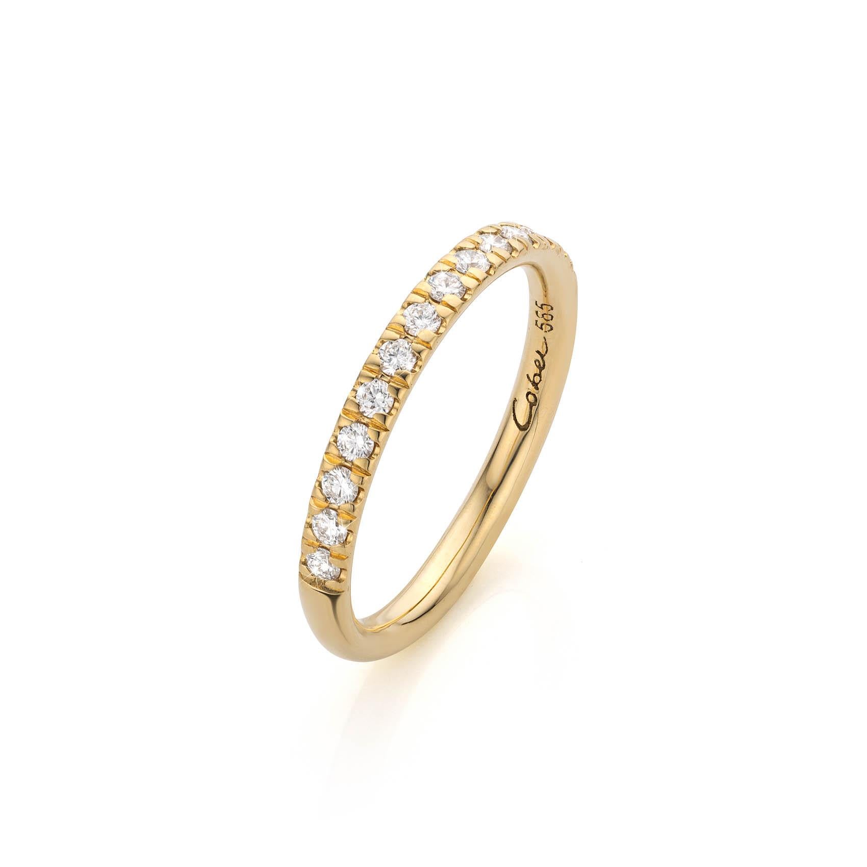 Brilliant Cut Cober “Rouska” with 4 Brilliant-cut Diamonds of 0.025 Carat Yellow Gold Ring For Sale