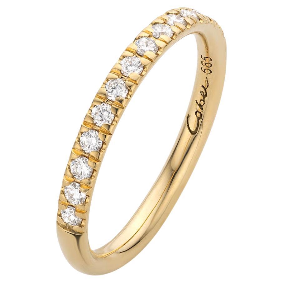 Cober “Rouska” with 4 Brilliant-cut Diamonds of 0.025 Carat Yellow Gold Ring For Sale