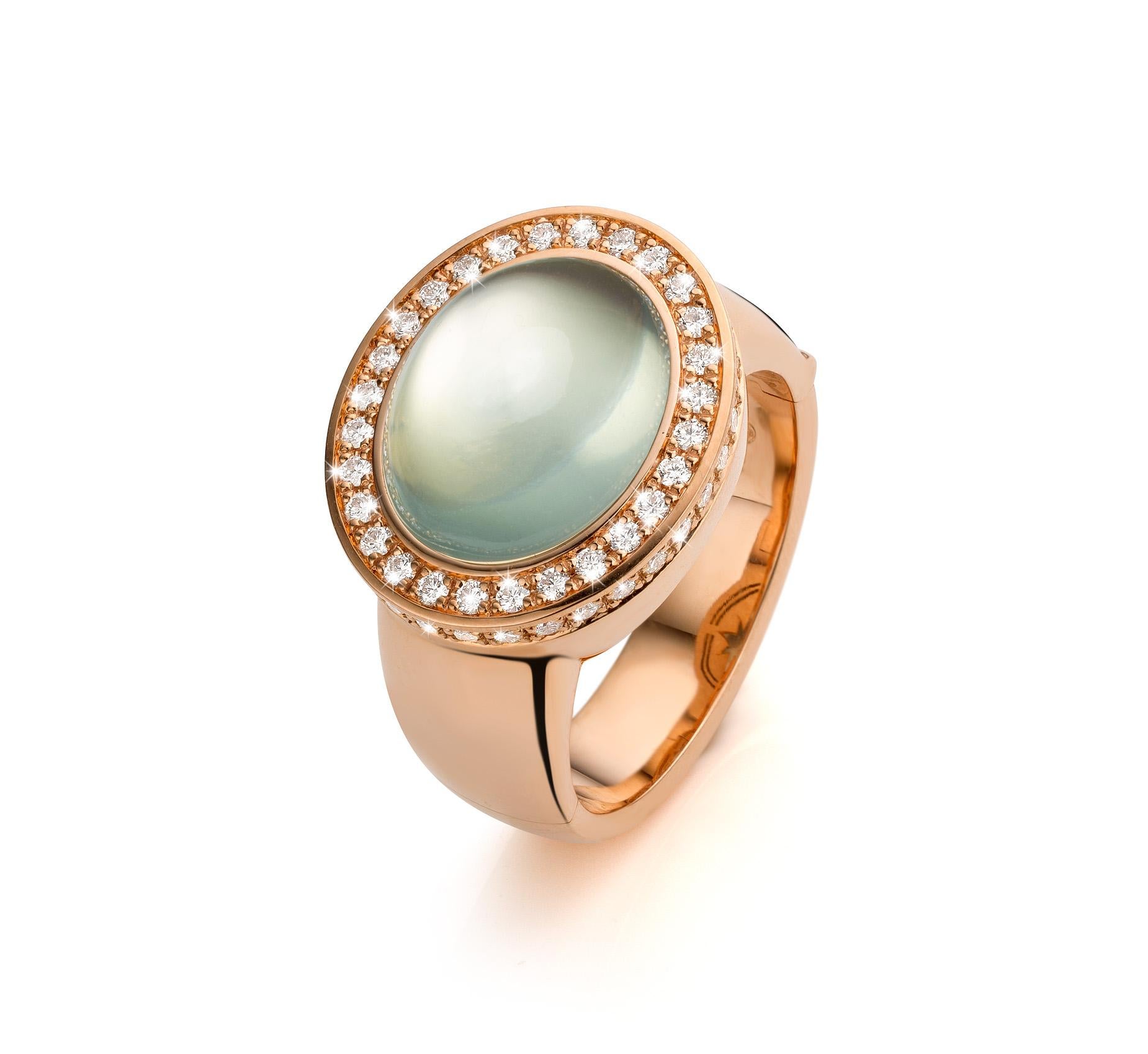 For Sale:  Cober “Royal Freedom” Rose Gold with Moonstone and Brilliant-cut Diamonds Ring  3