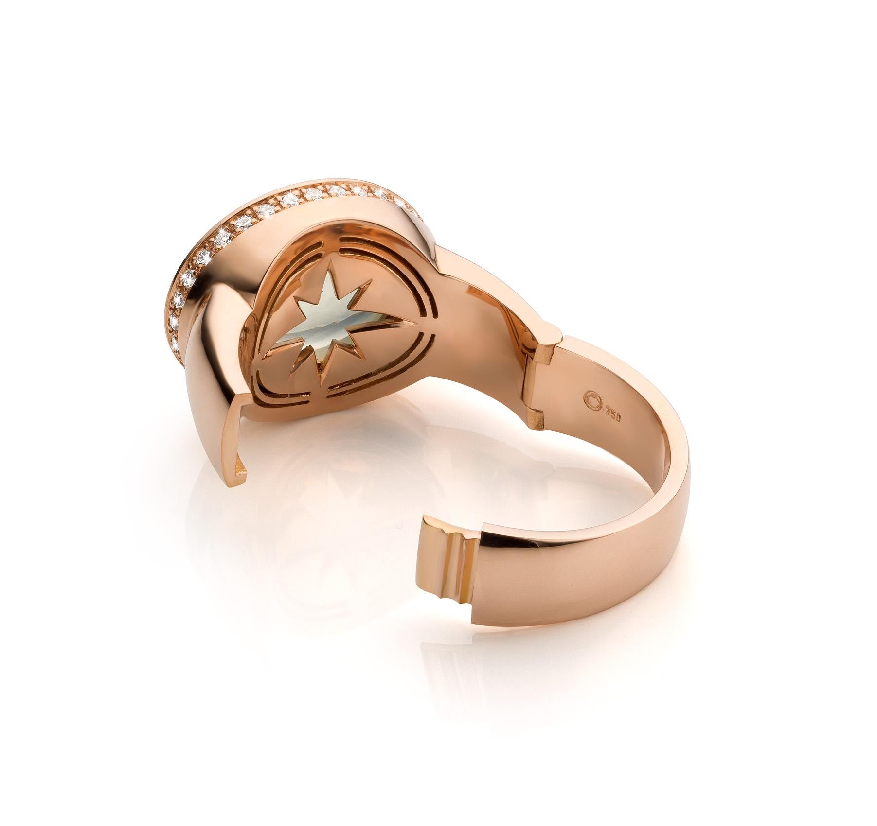 For Sale:  Cober “Royal Freedom” Rose Gold with Moonstone and Brilliant-cut Diamonds Ring  4