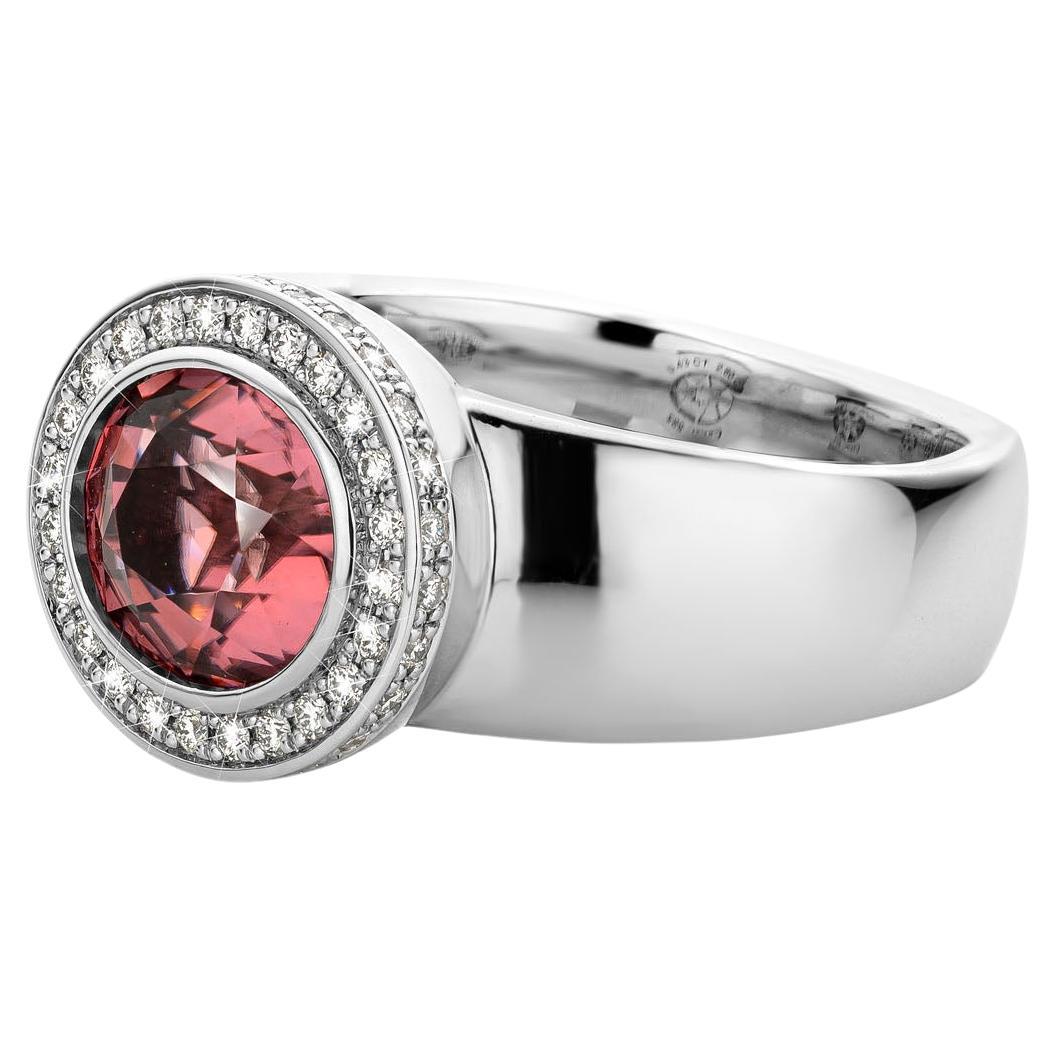 Cober “Something Royal”with clear pink Tourmaline surrounded by 43 Diamonds Ring For Sale