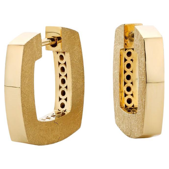 Cober "Square beauty"  18 Carat Yellow Gold with an ice matte finish Earrings For Sale