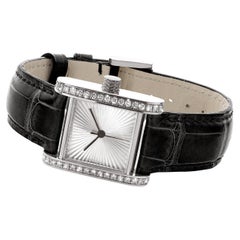 Used Cober "Square One" Ladies crocodile leather with 38 pavé Diamonds Wristwatch