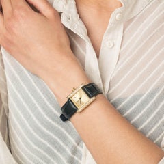 Cober "Square One" Ladies crocodile leather with 38 pavé Diamonds Wristwatch