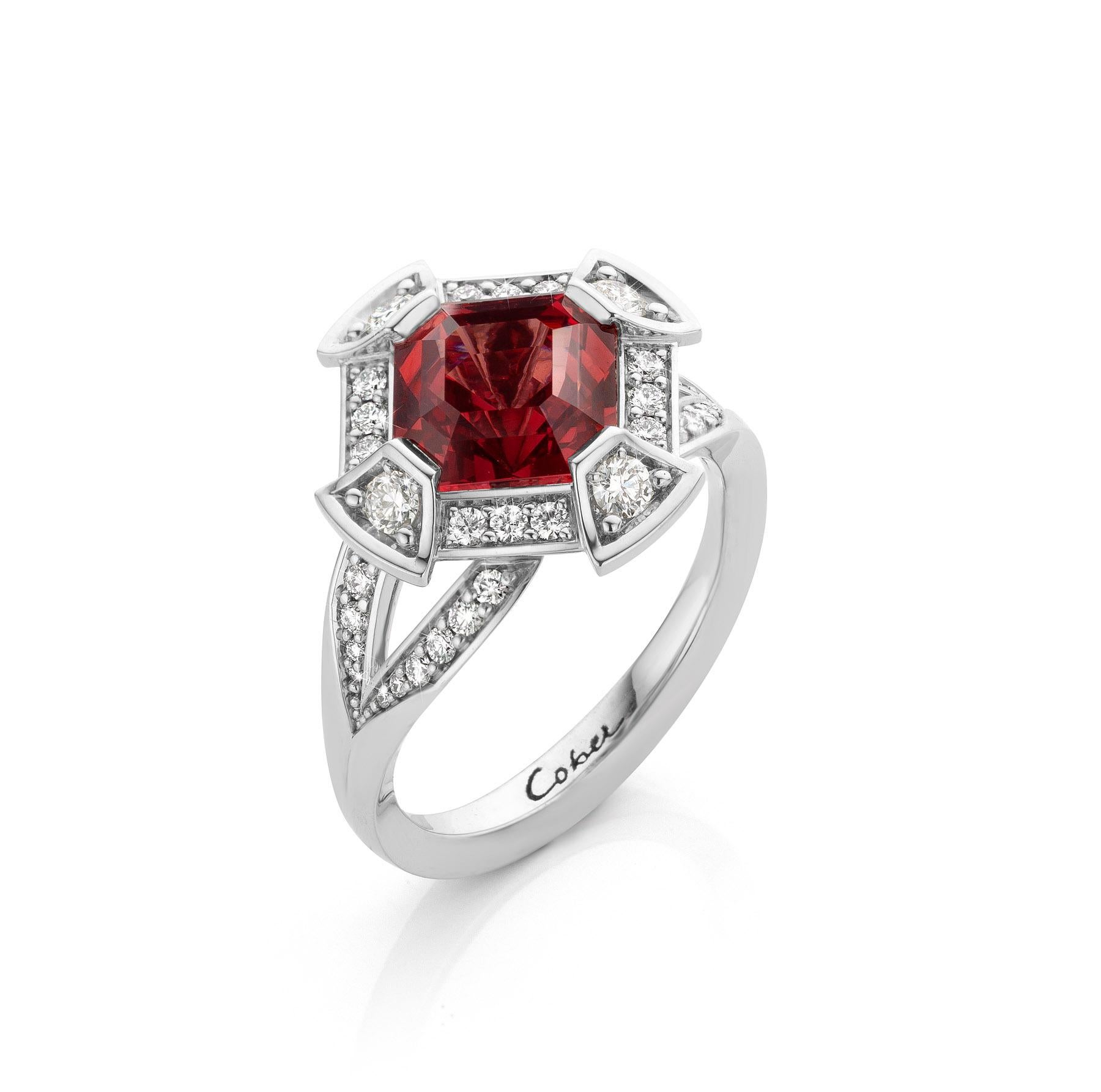 For Sale:  Cober “Stunning Pink” pure Pink Spinel and Diamonds White Gold Cocktail Ring  4