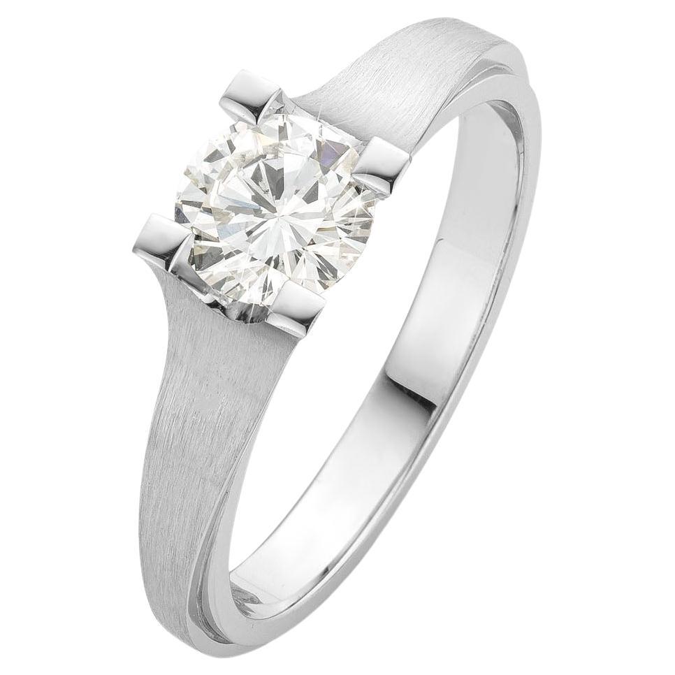 Cober "Tiara" with light yellow 0.77 Carat Brilliant-cut Diamond WhiteGold Ring  For Sale