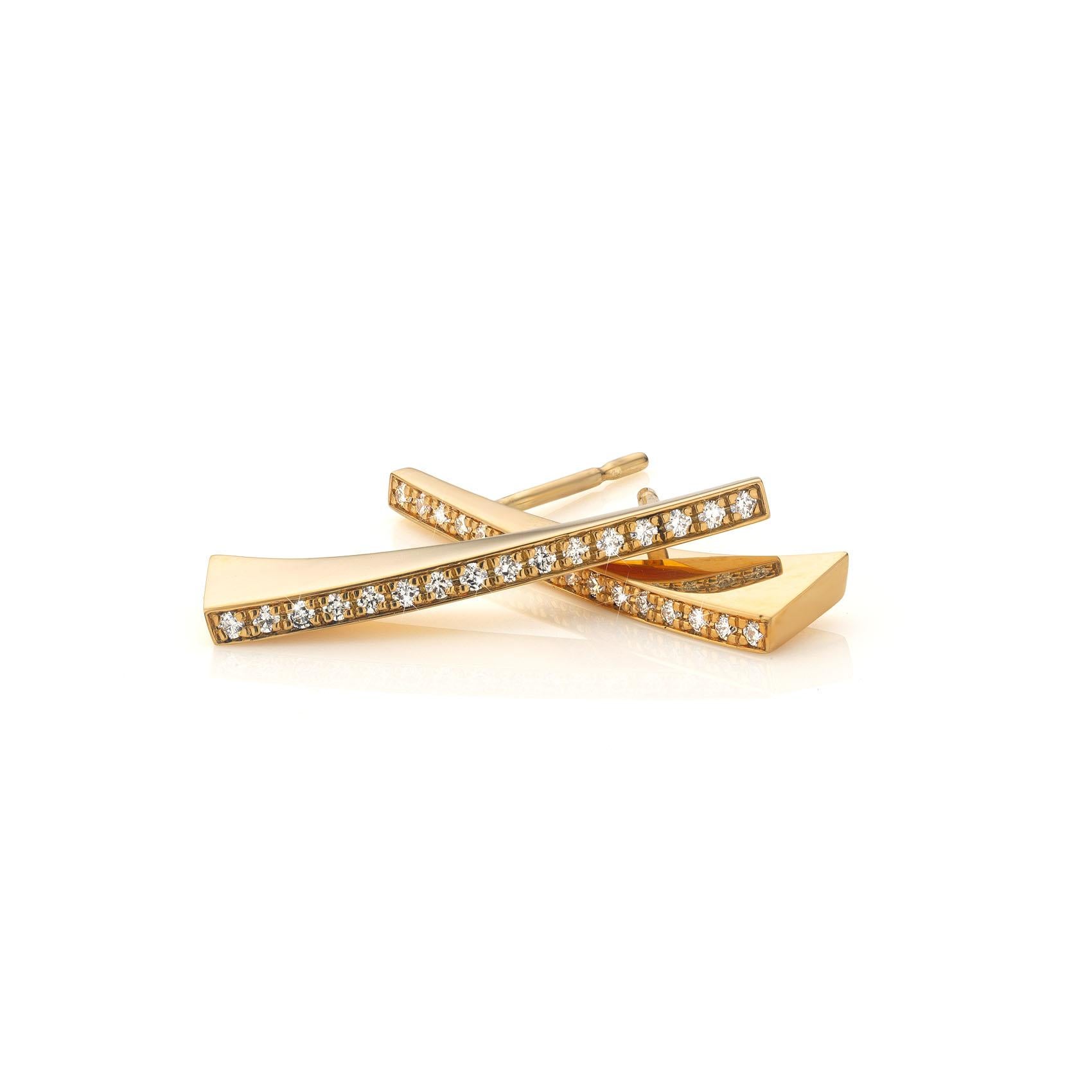 Brilliant Cut Cober total 32 brilliant-cut Diamonds of 0.01 Carat Yellow Gold Design Earrings For Sale