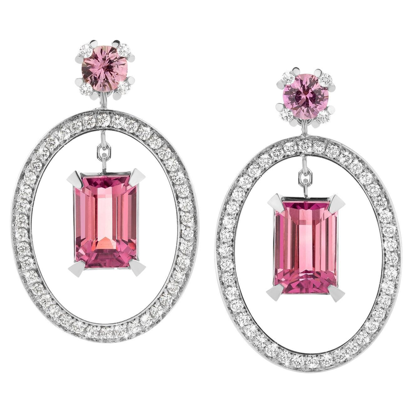 Cober “Tourmalines” with 4.14 Carat Tourmalines, Diamonds and Sapphires Earrings