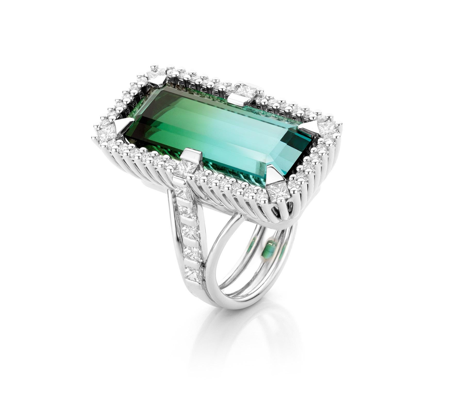 For Sale:  Cober Travel in Color with Tourmaline Princess-cut & Brilliant-cut Diamonds Ring 3