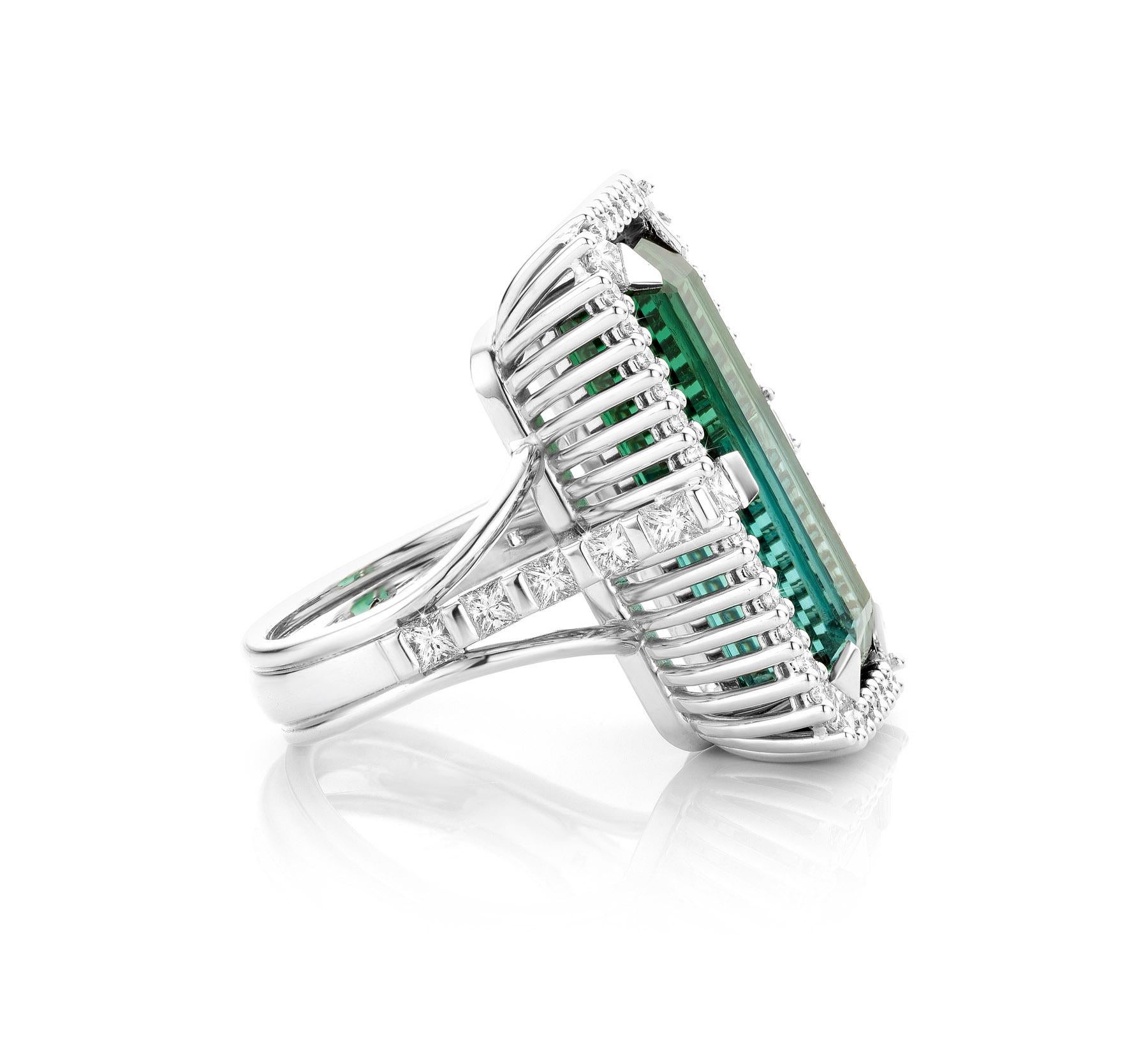 For Sale:  Cober Travel in Color with Tourmaline Princess-cut & Brilliant-cut Diamonds Ring 4