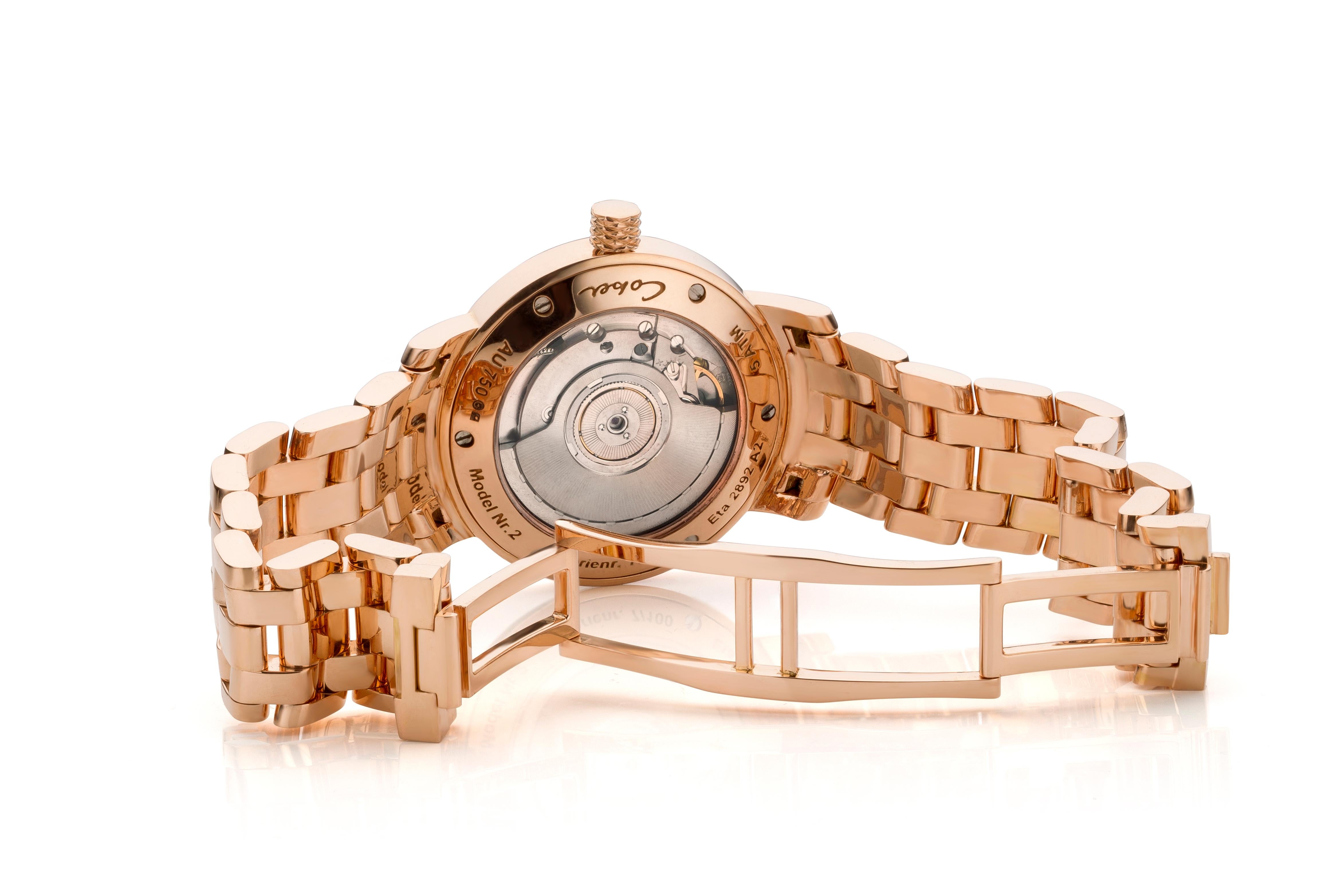 Cober Nº2 Damen Rosé Gold mit 60 Diamanten Armbanduhr auf Lager und handgefertigt (Brillantschliff) im Angebot