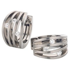 Cober “Wave” with 3 x 0.03 Carat Brilliant-cut Diamonds White Gold Earrings Cober “Wave” with 3 x 0.03 Carat Brilliant-cut Diamonds White Gold Earrings