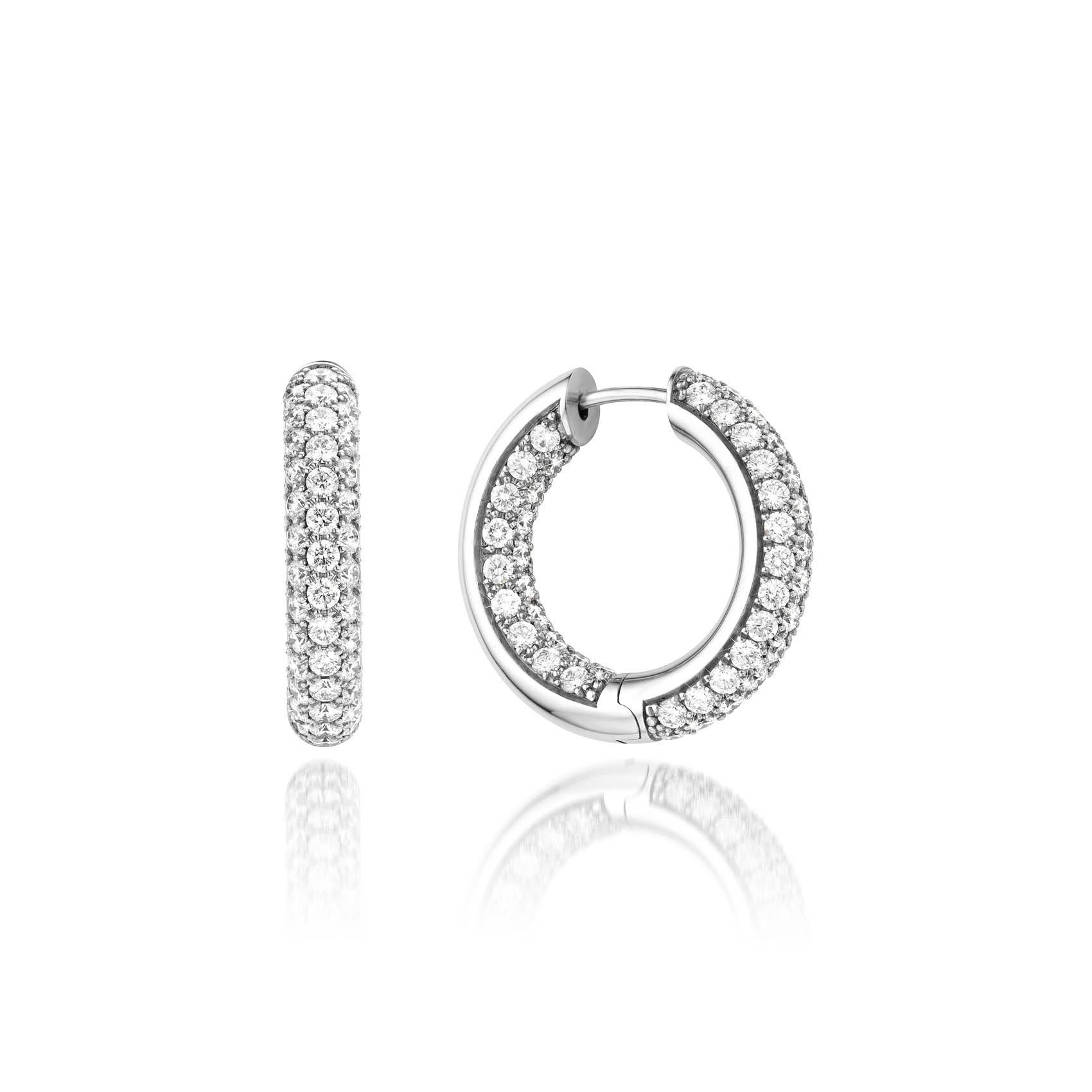 Contemporary Cober with 134 Brilliant-cut Diamonds with total weight 3.90 Carat Pavé Earrings For Sale