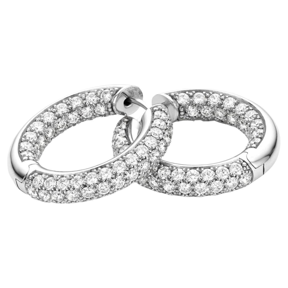 Cober with 134 Brilliant-cut Diamonds with total weight 3.90 Carat Pavé Earrings For Sale