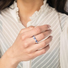 Cober with 1.5 Carat in total Royal Blue Sapphire and Diamonds White Gold ring