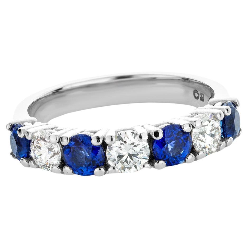 Cober with 1.5 Carat in total Royal Blue Sapphire and Diamonds White Gold ring  For Sale