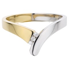 Cober with 3 0.01 Carat Brilliant-Cut Diamonds Fancy bi-color white-yellow Ring