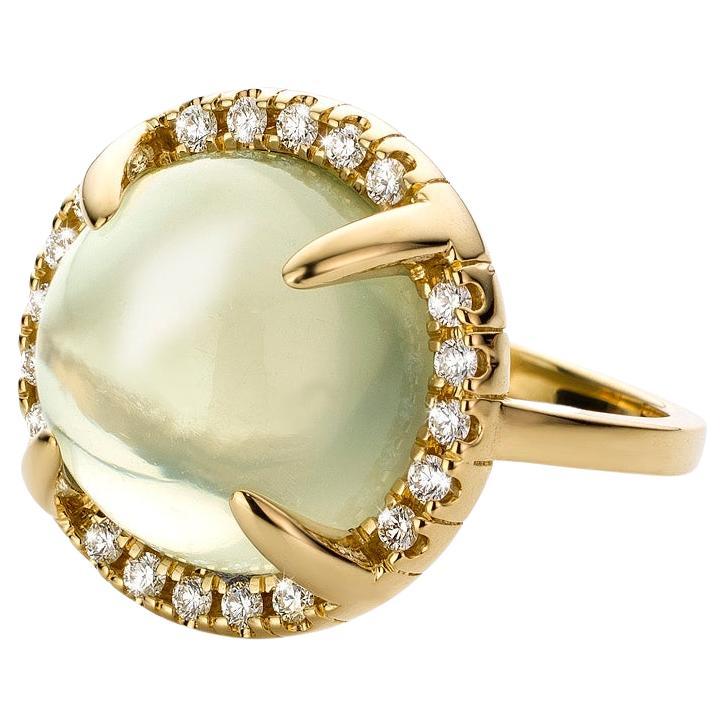 For Sale:  Cober with Cabuchon-cut Moonstone and 0.20Ct Brilliant-cut Diamonds Classic Ring