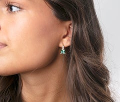 Cober with Clear Green Tourmaline and Diamonds 18 Carat Yellow Gold Earrings