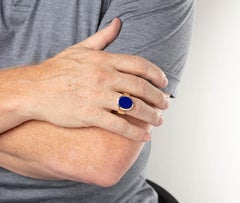 Cober with Lapis made of 14 Carat Yellow Gold Signet Ring